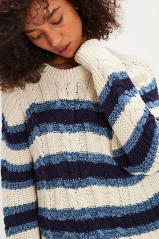 Frankie Cable Striped Pullover