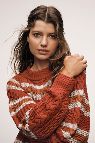 Frankie Cable Striped Pullover product page
