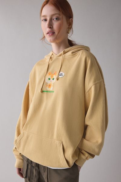 Urban Outfitters I Love Trinkets Cat Graphic Oversized Hoodie Sweatshirt In Tan, Women's At