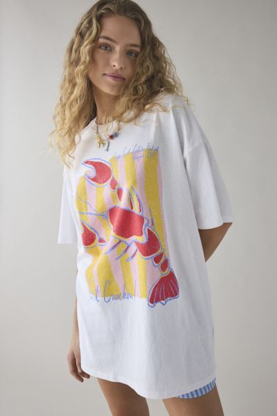 BDG LOBSTER GRAPHIC COTTON T-SHIRT DRESS IN WHITE, WOMEN'S AT URBAN OUTFITTERS 