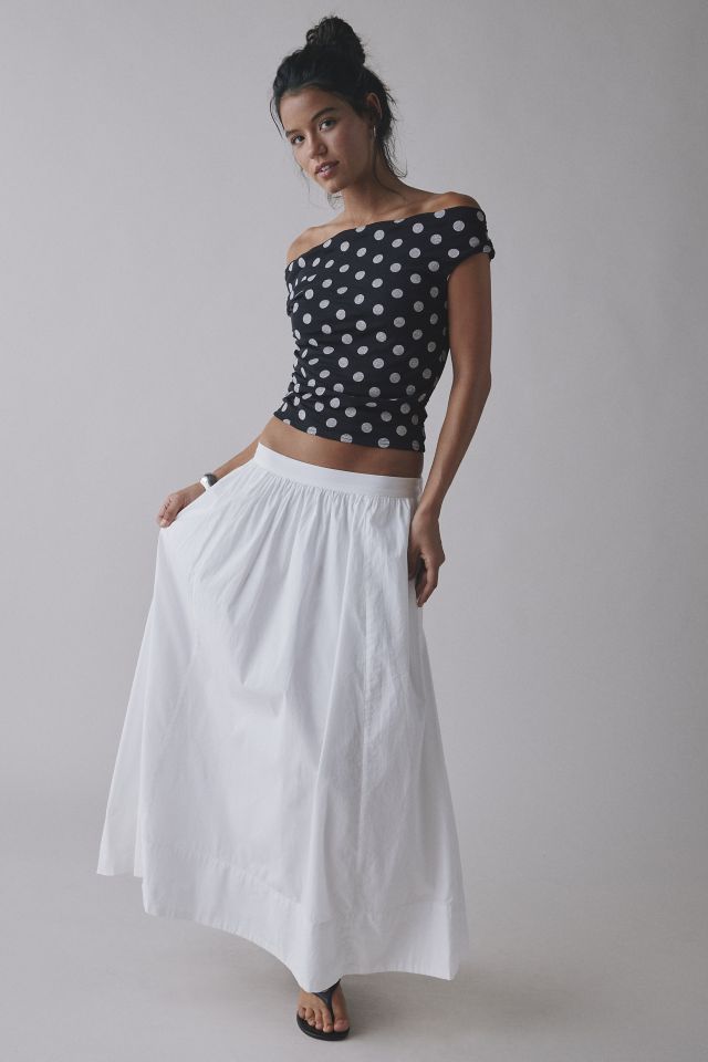 Kimchi Blue Fia Polka Dot Mesh Asymmetrical Off-The-Shoulder Top #2