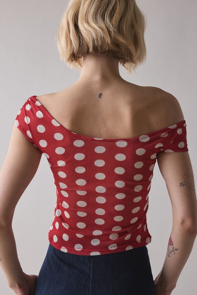 Classic Polka Dot Print Off-Shoulder Tank Top