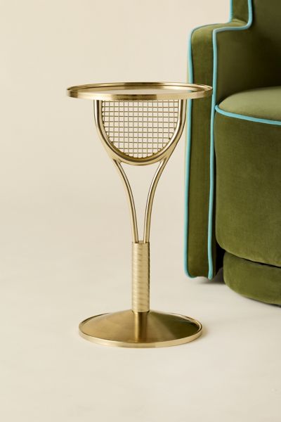Urban Outfitters Tennis Racket Sculptural Metal Side Table In Gold At  In Gold