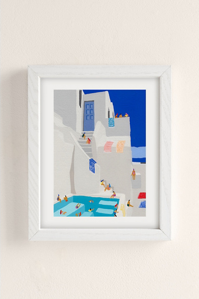 Helo Birdie Santorini Sun Art Print