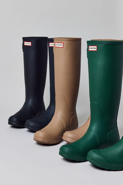 Hunter Original Tall Vulcanised Natural Rubber Wellington Boots In  Green