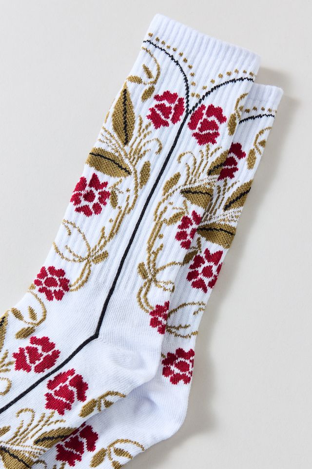 Floral Pattern Crew Sock #1