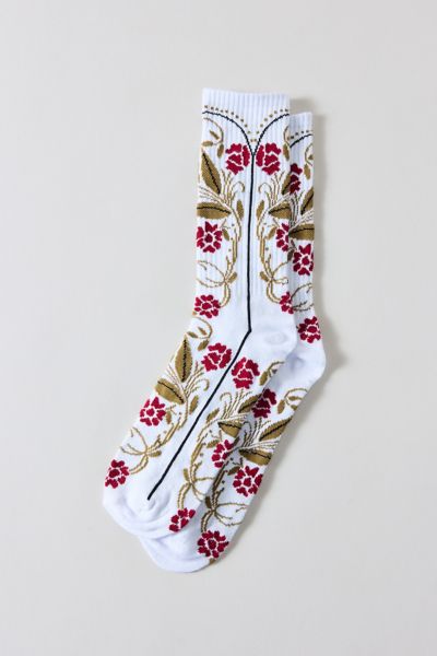 Floral Pattern Crew Sock