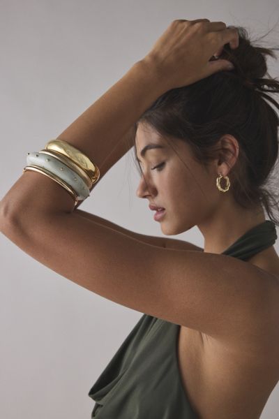 Urban Outfitters Metal Studded Chunky Bangle Bracelet In Jade, Women's At  In Jade