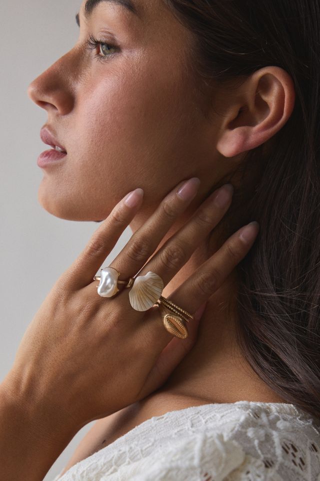 Emery Pearl And Shell Ring Set #1