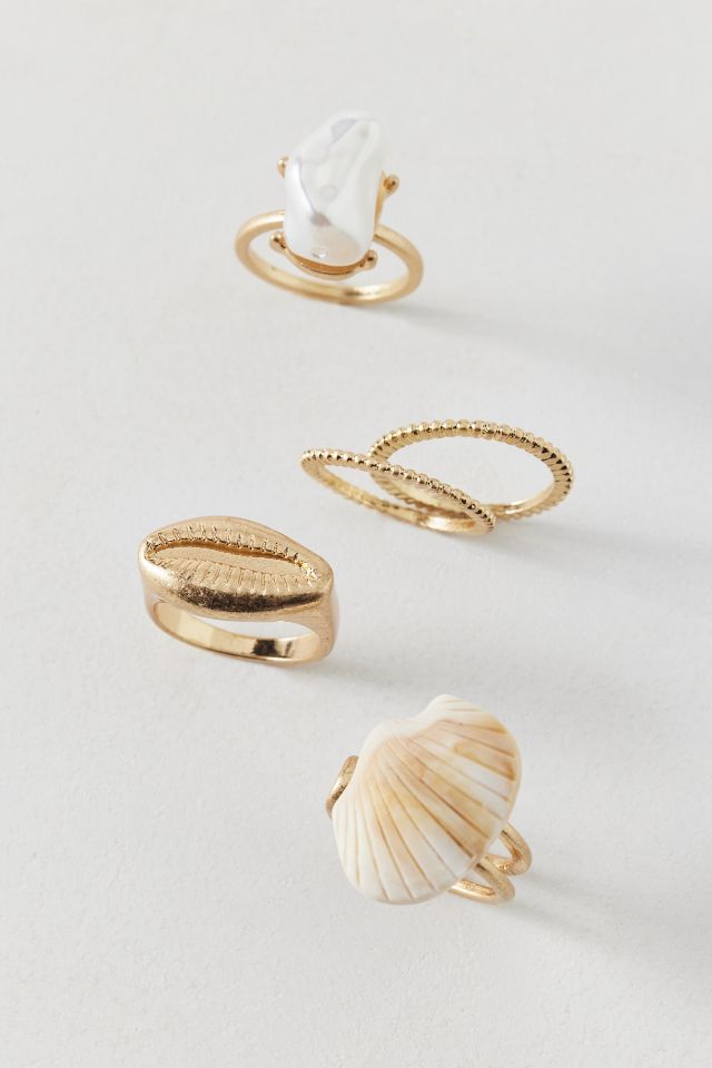 Emery Pearl And Shell Ring Set #2