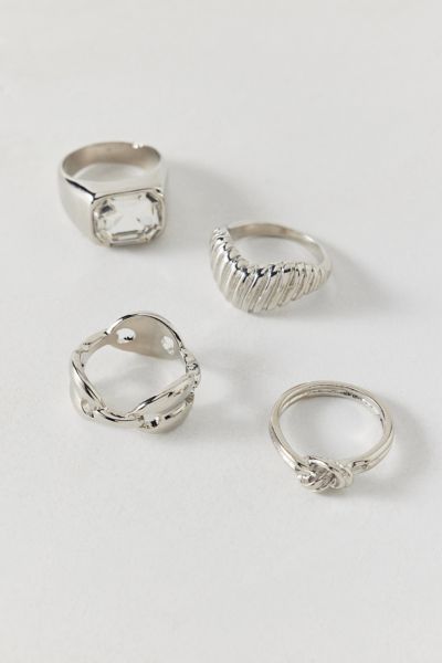 Urban Outfitters Charli Metal Mix And Match Ring Set In Silver, Women's At  In Silver