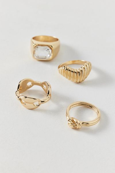 Urban Outfitters Charli Metal Mix And Match Ring Set In Gold, Women's At  In Gold