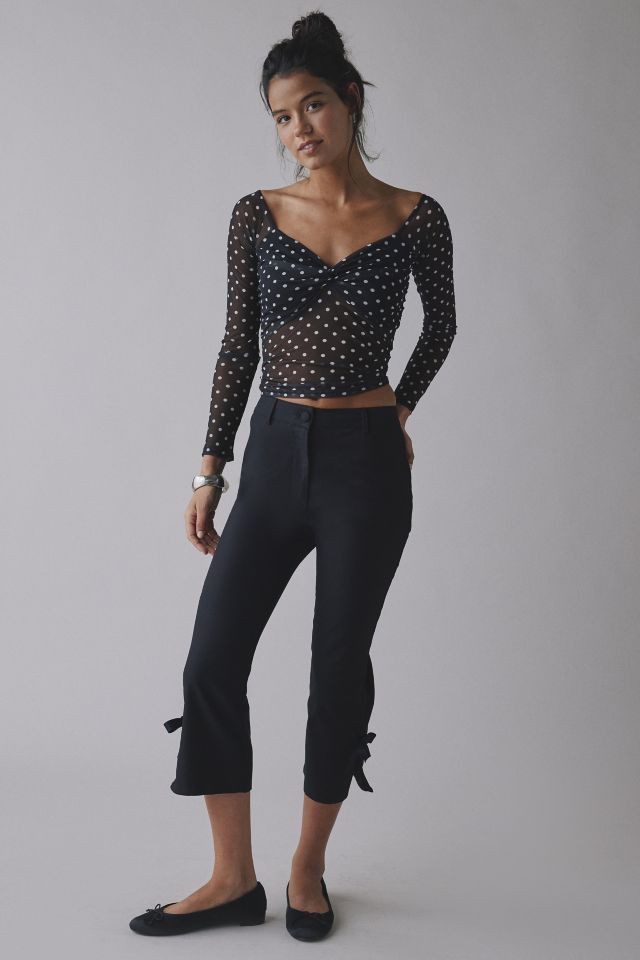 Silence + Noise Aria Polka Dot Mesh Long Sleeve Top #2