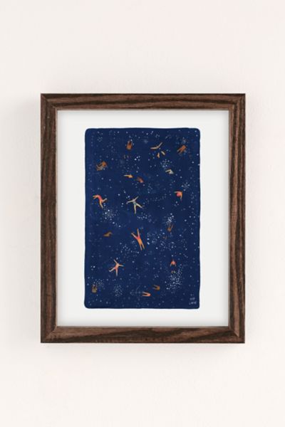 Urban Outfitters Helo Birdie Sky Swim Art Print In Walnut Wood Frame At