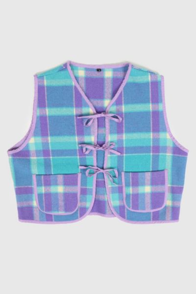 Reworked Woolen Plaid Tie Vest 20