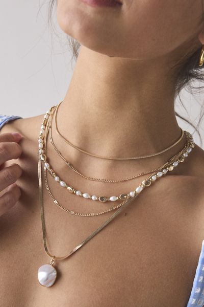 Urban Outfitters Addison Chain Layering Necklace Set In Gold, Women's At  In Gold