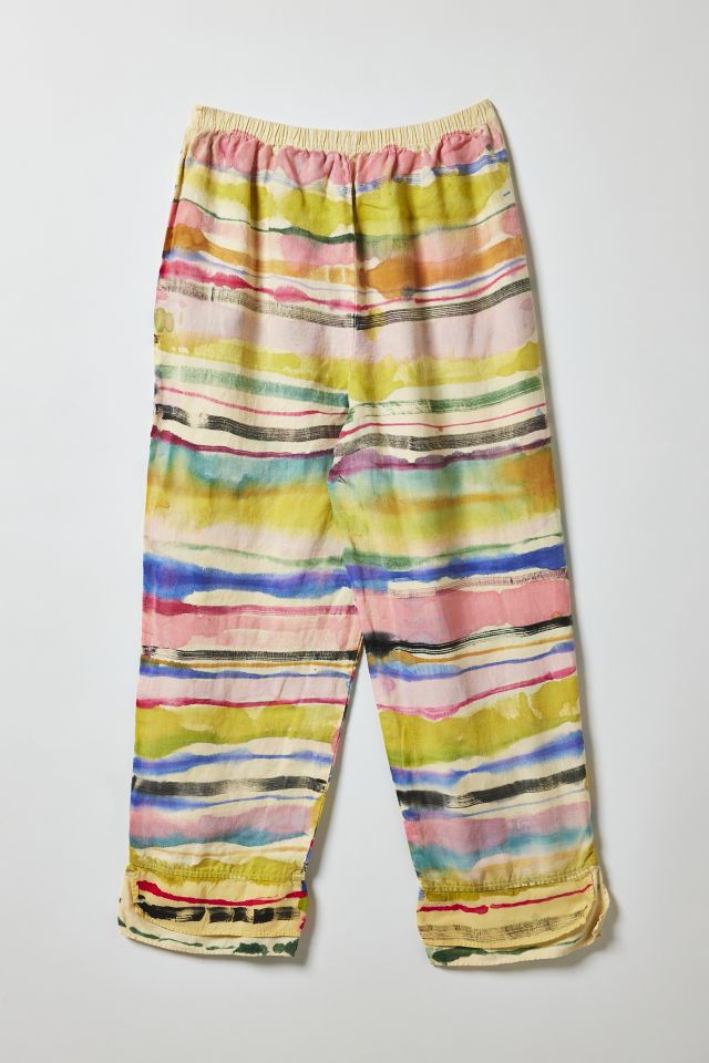 Vintage By Fruits Of Venus Stripes Hand Painted Wide Leg Pant #1
