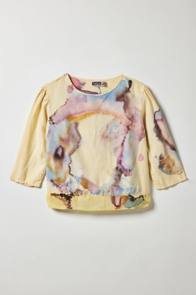 Vintage By Fruits Of Venus Watery Swirl Hand Painted Bell Sleeve Blouse