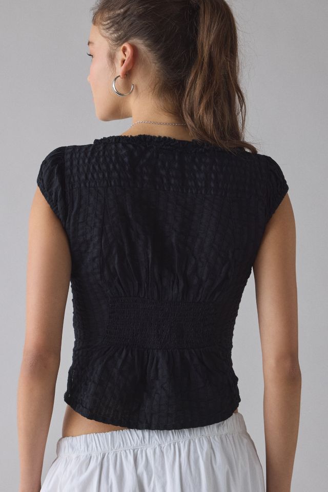 Kimchi Blue Ria Ruffle Cotton Gauze Button-Front Blouse #3