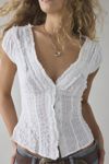 Kimchi Blue Ria Ruffle Cotton Gauze Button-Front Blouse
