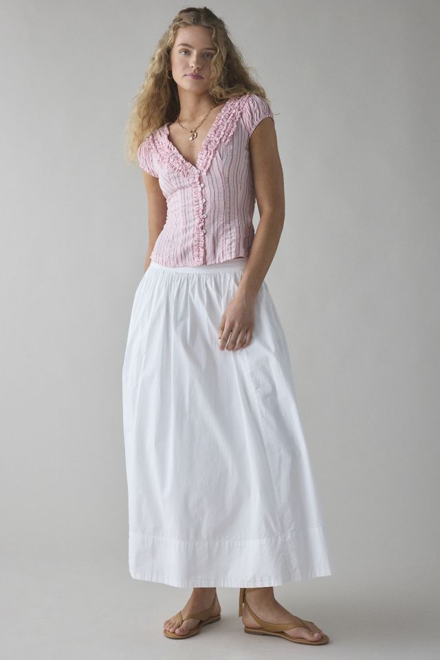 Kimchi Blue Ria Ruffle Cotton Gauze Button-Front Blouse