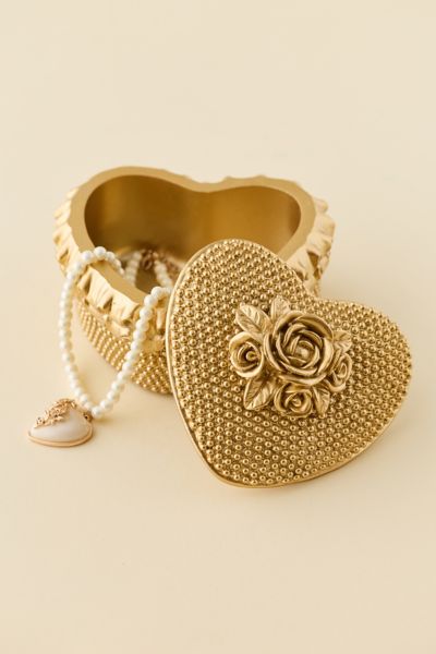 Urban Outfitters Heart Shaped Resin Trinket Box In Gold At