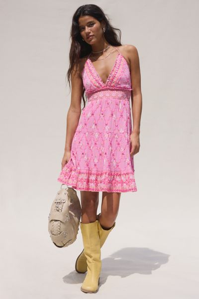 Kimchi Blue Phoebe Embellished Cotton Open-Back Knee Length Dress