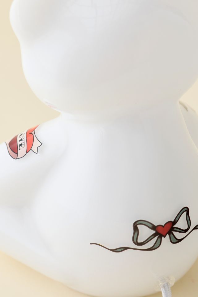 Tatted Teddy Bear Glass Table Lamp #2