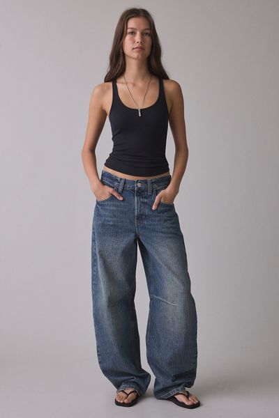 BDG Logan Printed Buckle Baggy Barrel Jeans