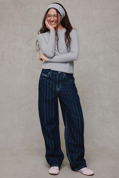 BDG Logan Printed Buckle Baggy Barrel Jeans