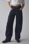 BDG Logan Printed Buckle Baggy Barrel Jean