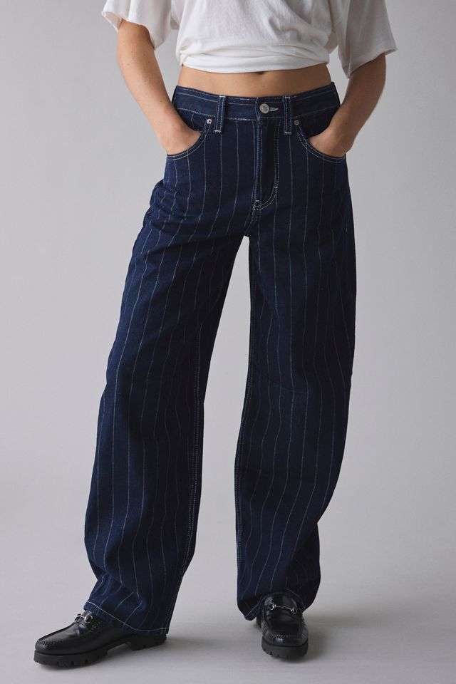 BDG Logan Printed Buckle Baggy Barrel Jean