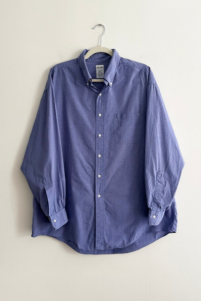 Vintage Brooks Brothers Relaxed Micro Check Blue Oxford Shirt