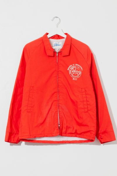 Vintage 1980s Distressed Red Orange Fleece Lined Jacket