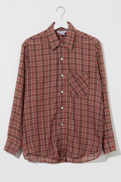 Retro Plaid Cotton Blend Button Up Shirt