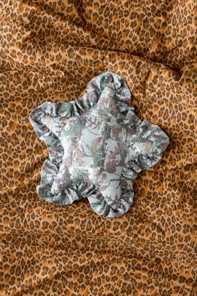 Urban Outfitters Printed Star Shape Ruffle Throw Pillow In Camo At