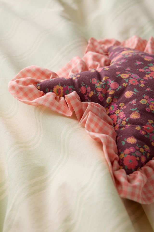 Printed Star Shaped Ruffle Throw Pillow #1