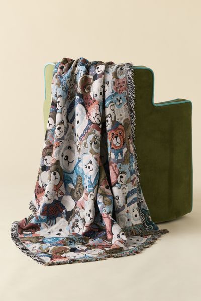 Urban Outfitters Teddy Bear Tapestry Throw Blanket At  In Multi