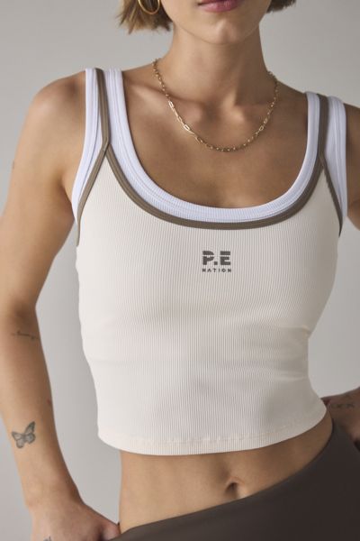 P.E NATION Forward Scoop Neck Layered Tank Top