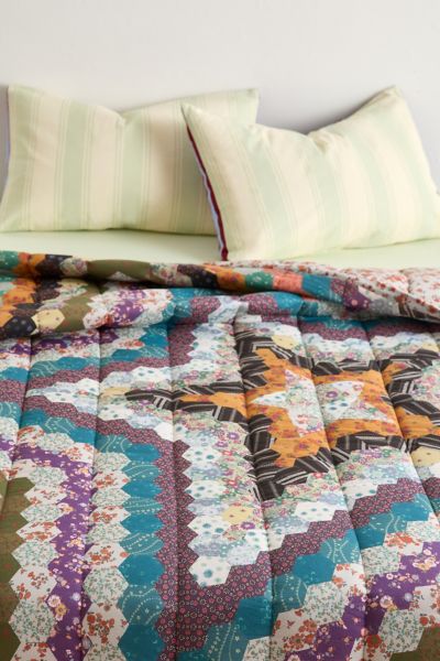Urban Outfitters Starry Patched Reversible Quilt At  In Multi