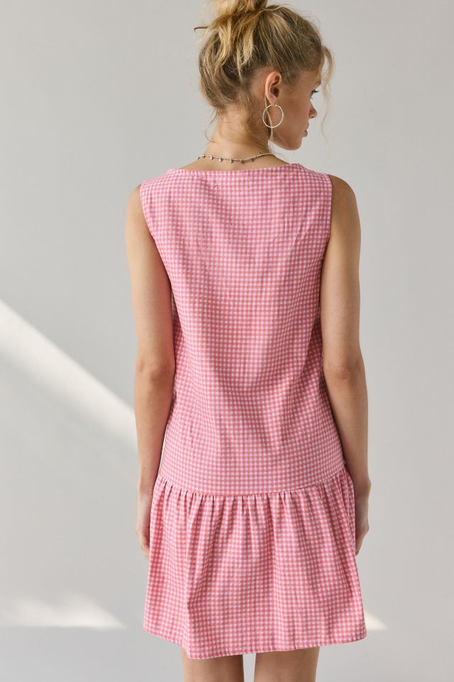 Motel Margare Gingham Drop Waist Shift Mini Dress #2