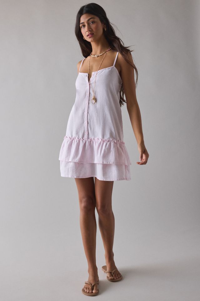 Motel Malina Drop Waist Ruffle Cotton Mini Dress #1