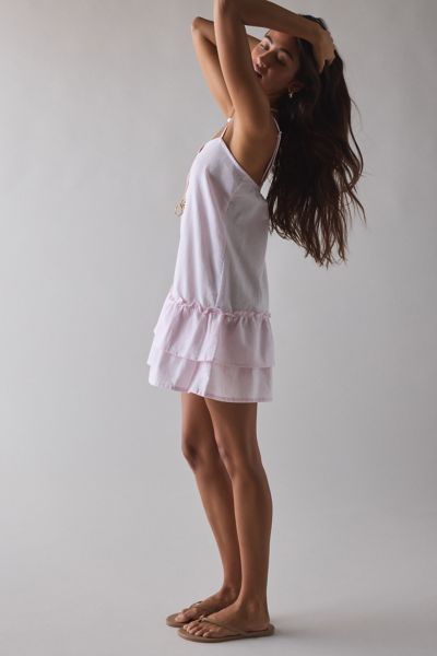 Motel Malina Drop Waist Ruffle Cotton Mini Dress