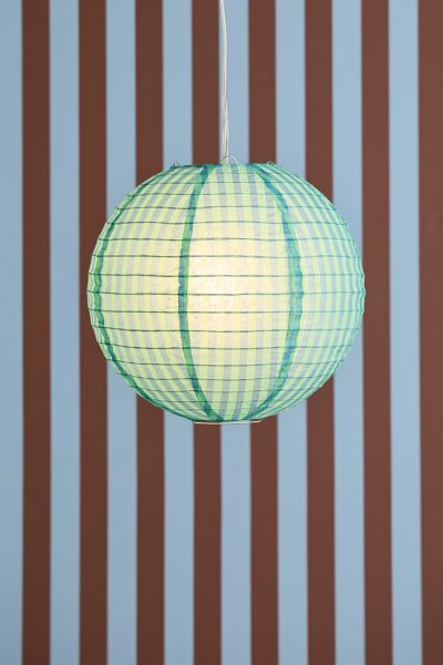 Urban Outfitters Stripe Printed Round Paper Lantern Pendant Shade In Blue At