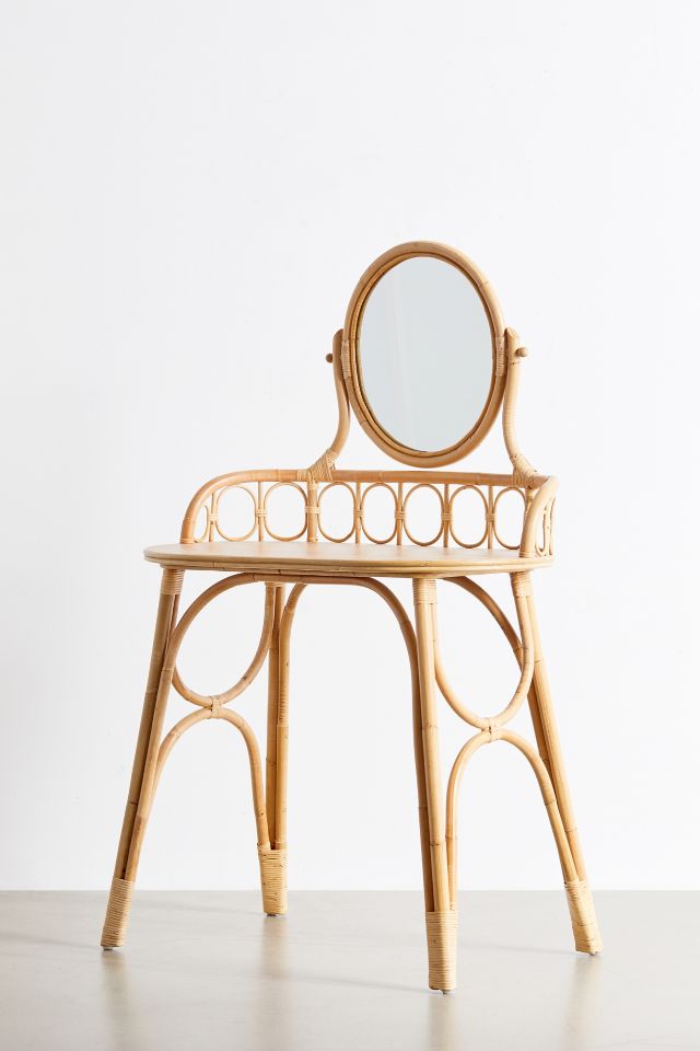 Caroline Rattan Mirror Vanity - Stylish & Functional