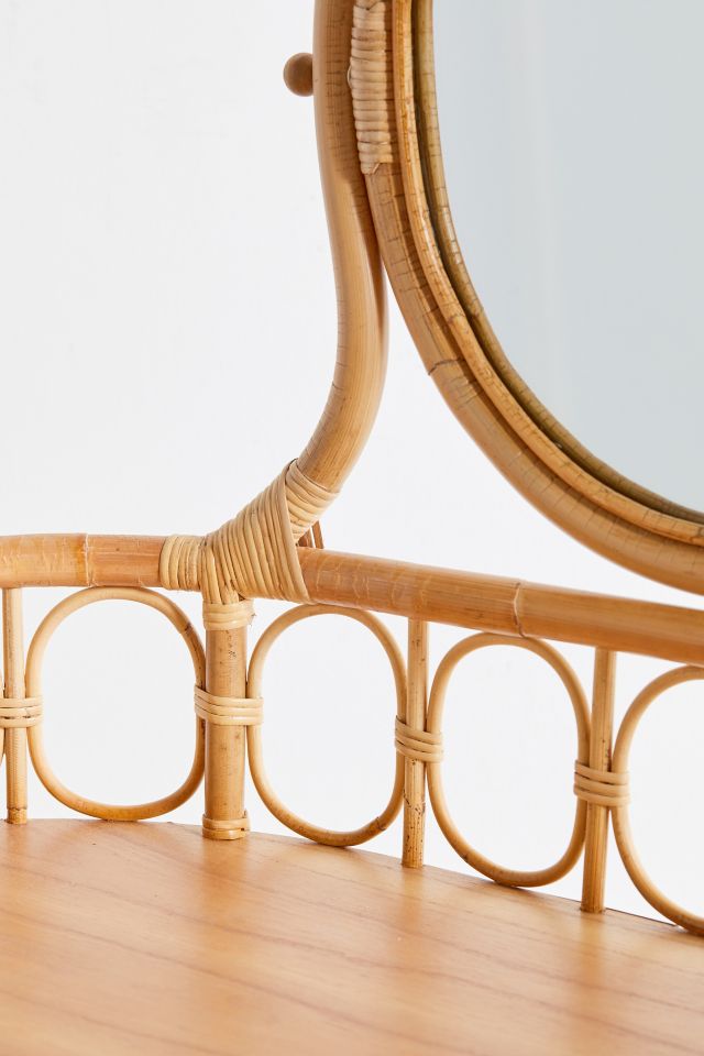 Caroline Rattan Mirror Vanity - Stylish & Functional