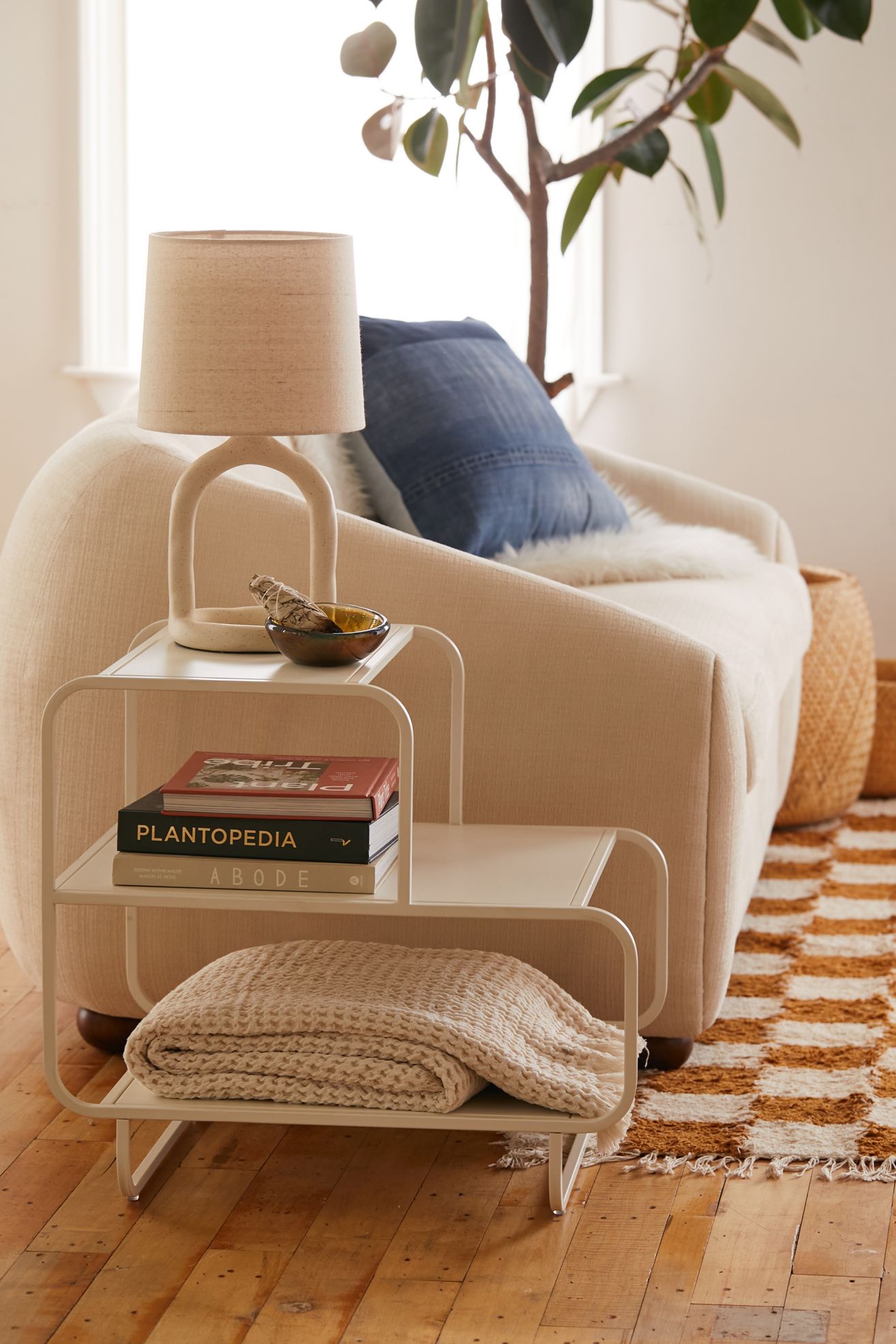 Alana Metal 3-Tiered Side Table/Nightstand - White, Regular, ONE SIZE