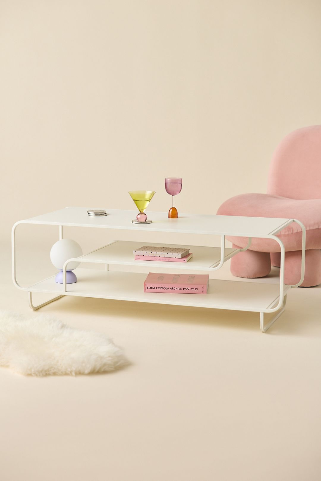 Alana Metal 3-Tiered Coffee Table - White, ONE SIZE