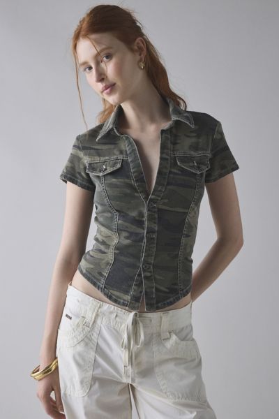 Kimchi Blue Aimee Ruffle Button-Front Corset Tank Top