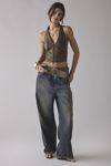 UO Tali Faux Leather Lace-Up Halter Top